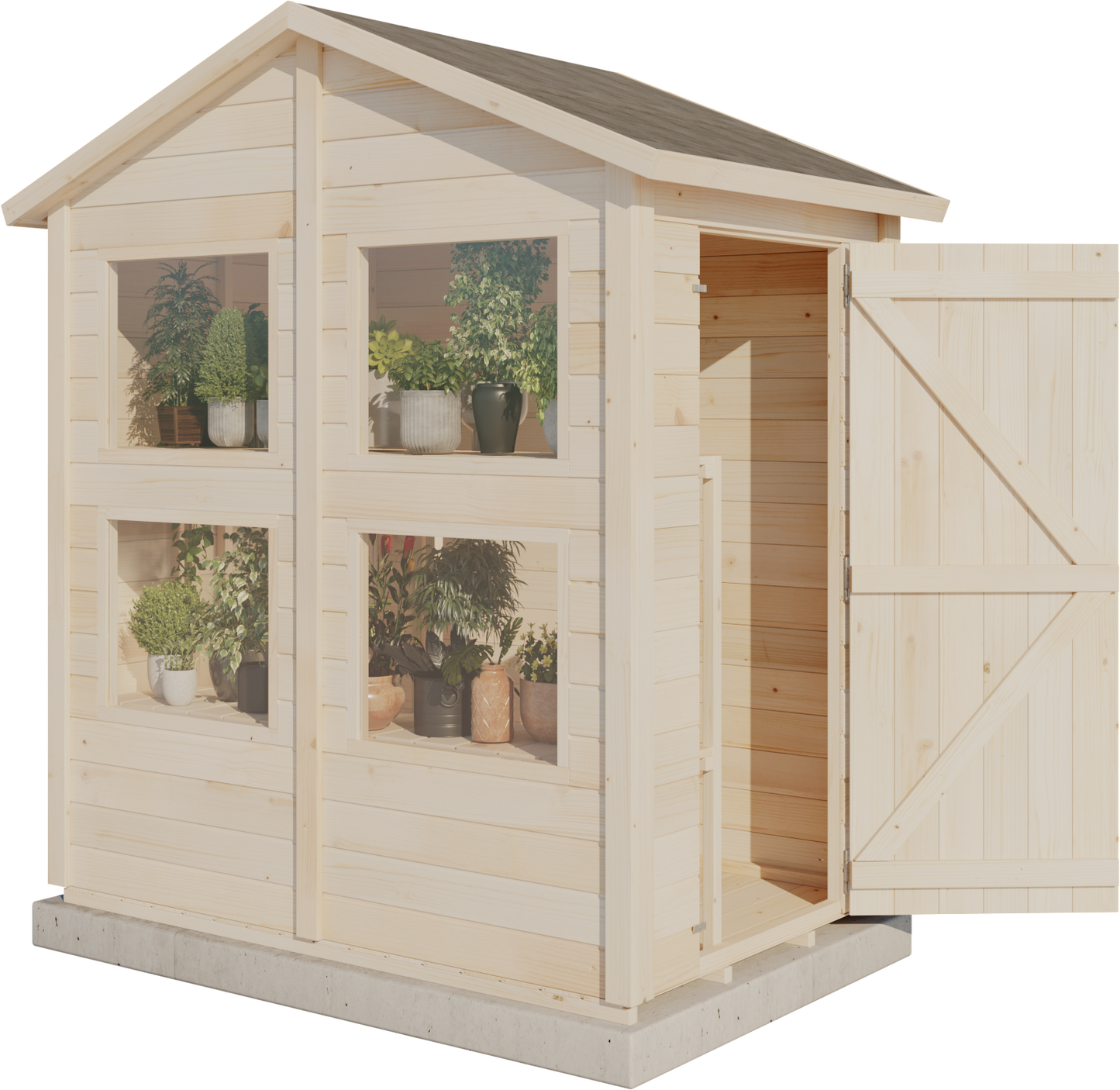 Storehaus Plantebod med saltak 126 x 186 cm 