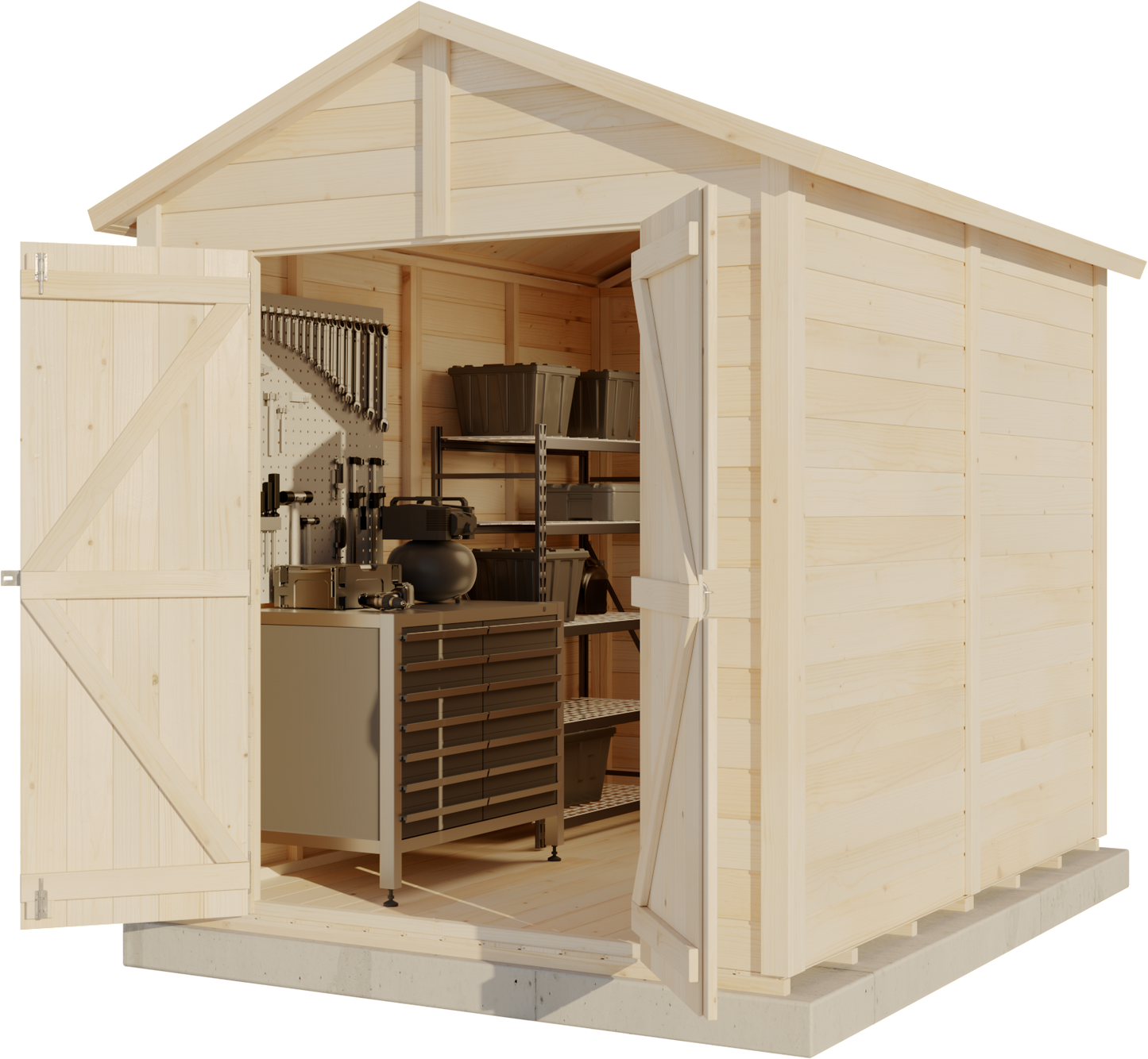 Storehaus Redskapsbod med saltak og dobbeltdør 246 x 186 cm